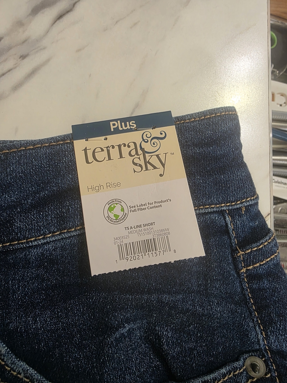 Terra & Sky Denim High-Rise Blue Women’s Shorts Women Size Plus 18 - Picture 8 of 10